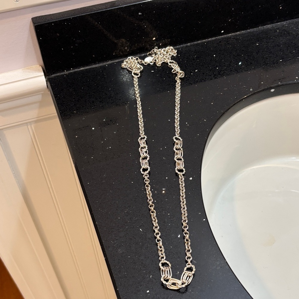 Silver Link Long Necklace - Women Jewelry